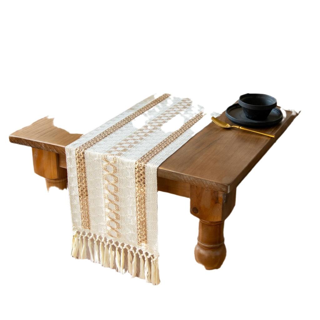Интерьерный коврик Декоративная скатерть для обеденного стола Столовая дорожка Длинный коврик для стола Ткань с плетеным покрытием из хлопка и льна Ретро Классический Дом