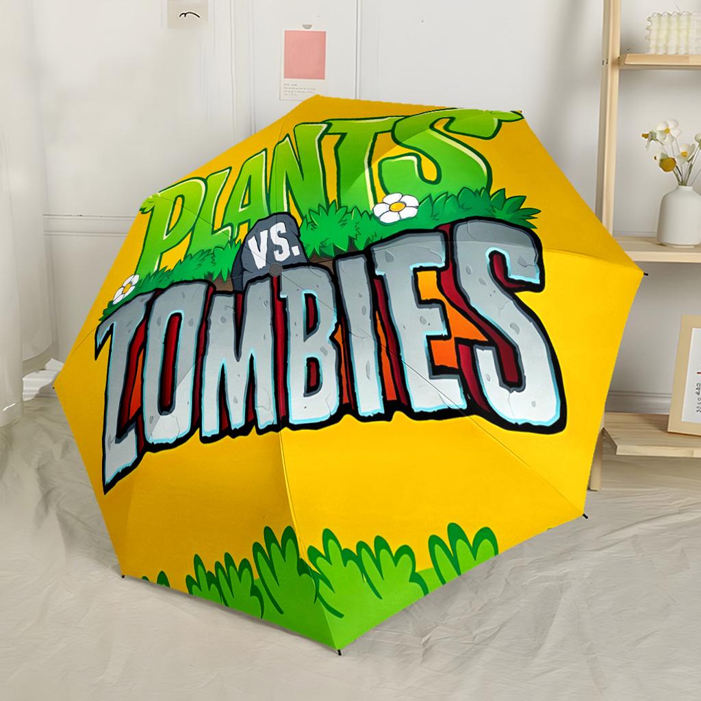 Plants Vs Zombies Приключение Уличный Автоматический Зонт Компактный 8-реберный Дизайн Легкий Прочный Зонт для Ежедневного Ношения Элегантный Зонт