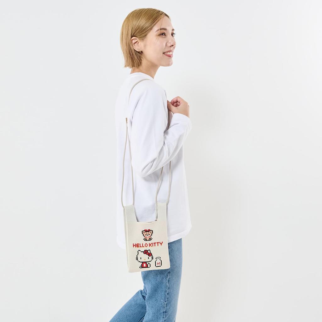Baby Lou Pochette с плечевой мини-сумкой-тоут IP BR Вязаный Персонажи Sanrio B 8397 03 Hello Kitty [Routeto] Китти/Привет