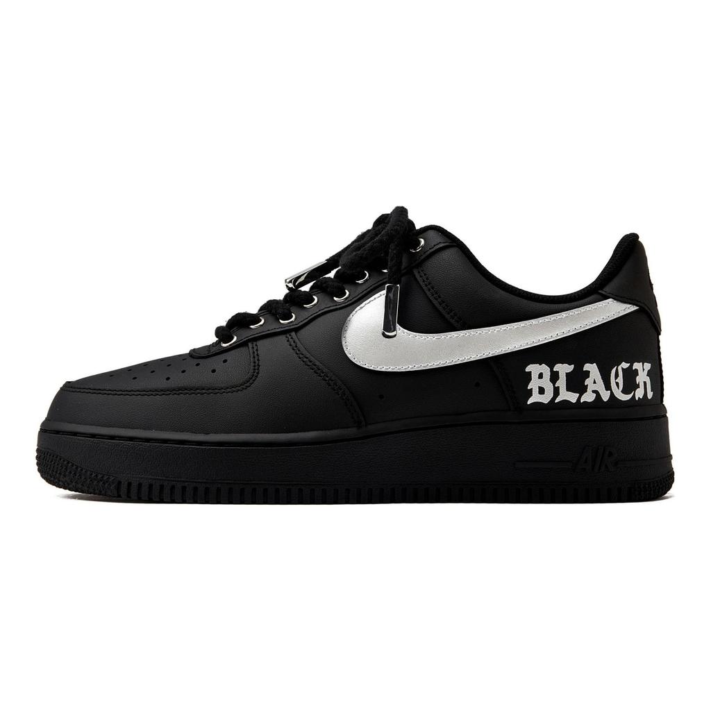 Nike Air Force 1 Покрытие Нескользящие Низкие Кеды для Скейтборда Унисекс Черный Серебристый CW2288-001(Team55-SWOOSH)
