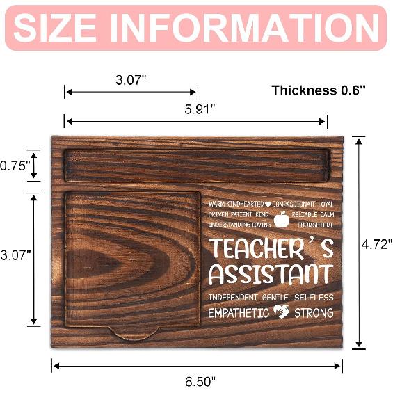 Teacher Assistant Appreciation Gifts, Thank You Gift for Teacher Aide, School Office Coworkers Staff Appreciation Gifts, Sticky Note Holder Wooden