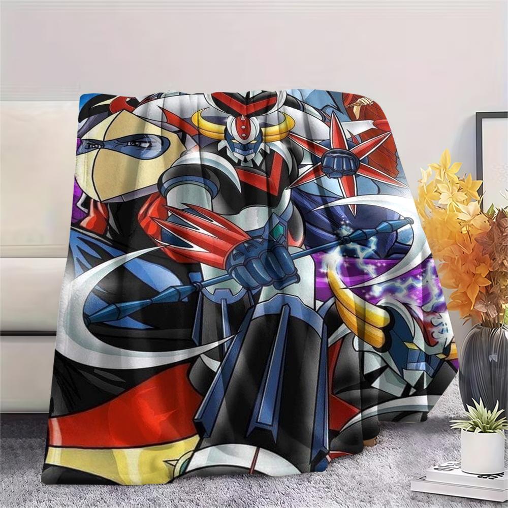 1Pc Grendizer Goldorak Print Flannel Blanket, High quality Comfortable for All Seasons, Home Decor, Warmth and Comfort, Perfect for Christmas Gifts 51