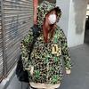 Harajuku Demon Embroidery Hoodies Oversized Camouflage Sweatshirt Gothic Goth Zip Up Hoodie Y2k Clothes Couples Streetwear Women