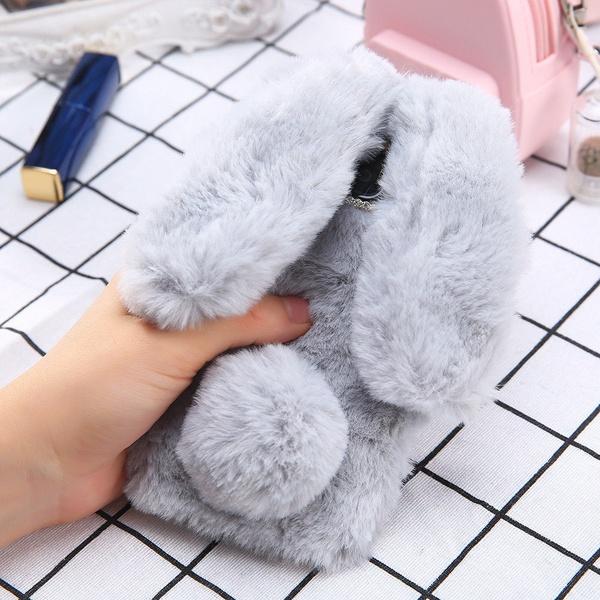 Пушистый чехол в виде кролика на iPhone 13 Pro Max 11 Pro 12 Pro Max XR XS MAX Samsung S21 Note 20 Ultra S20 Plus S20FE A51 A71