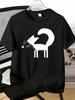 Unisexs Tee Minimalist White Line Art Fox Cartoon Print Cotton Short Sleeve Male Casual Streetwear Outdoor Daily Basic Fashion Top