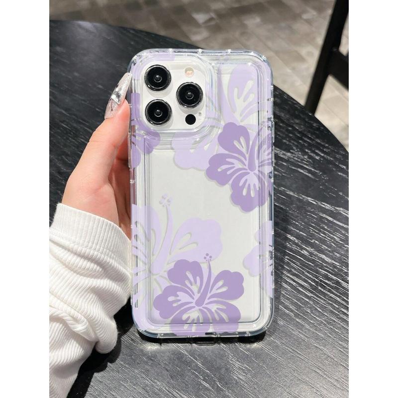 Фиолетовый цветок Фусо подходит для чехла на мобильный телефон iPhone16 15promax Apple 14 милый 13 прозрачный 12 с подушкой безопасности 11