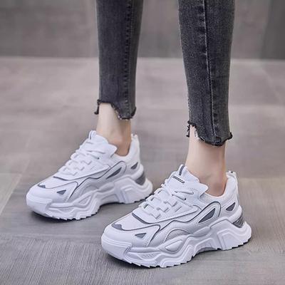 Модные кроссовки для женщин, модные женские теннисные кроссовки на толстой подошве, разноцветные, повседневные, на толстой подошве, увеличивающие рост, осенние, студенческие, спортивные, для бега