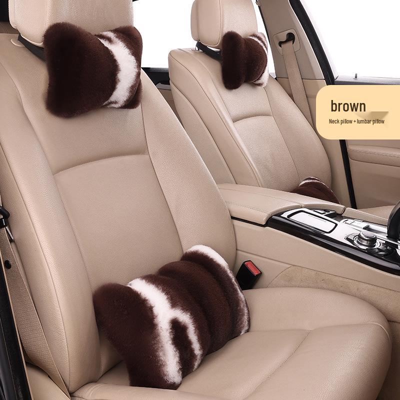 Новая подушка-подголовник для автомобиля из кроличьего меха - Модная, уютная зимняя поддержка шеи и спины для женщин (Пара)