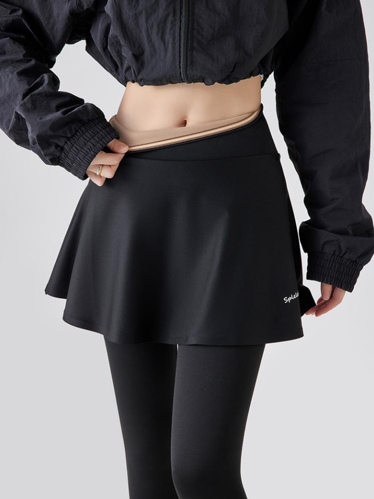 Флисовые леггинсы, осенне-зимняя юбка-трапеция, теплые искусственные двухсекционные брюки с изображением акулы, женские спортивные бесшовные леггинсы с высокой талией для йоги