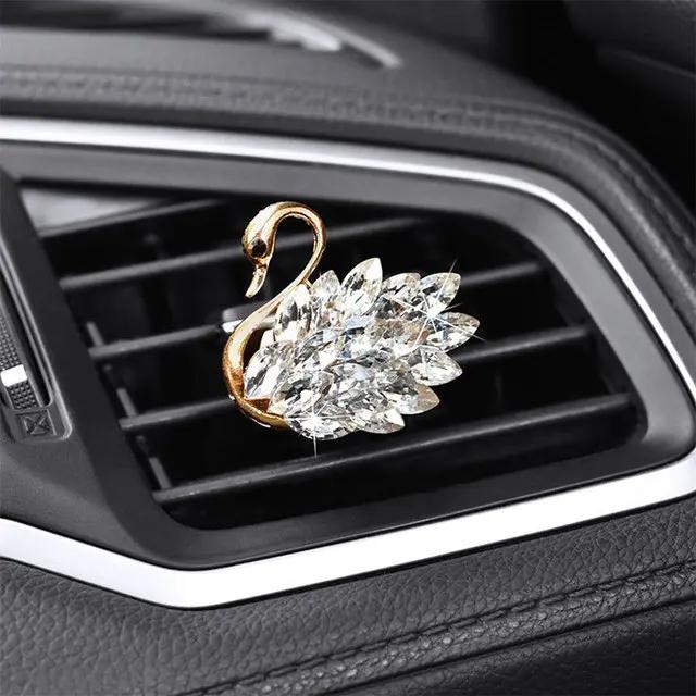 Роскошные автомобильные аксессуары Diamond Swan для девушек и пар, автомобильный освежитель воздуха Swan, диффузор духов, розовое бриллиантовое украшение для автомобиля, подарок