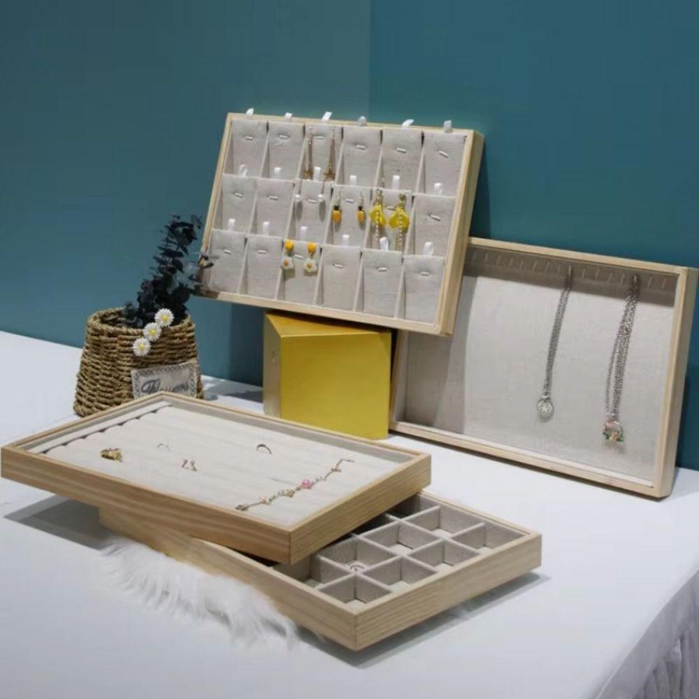 Multiple Styles Wooden Pendant Holder Apricot Jewelry Drawer Inserts Necklace Stand Prop Earring