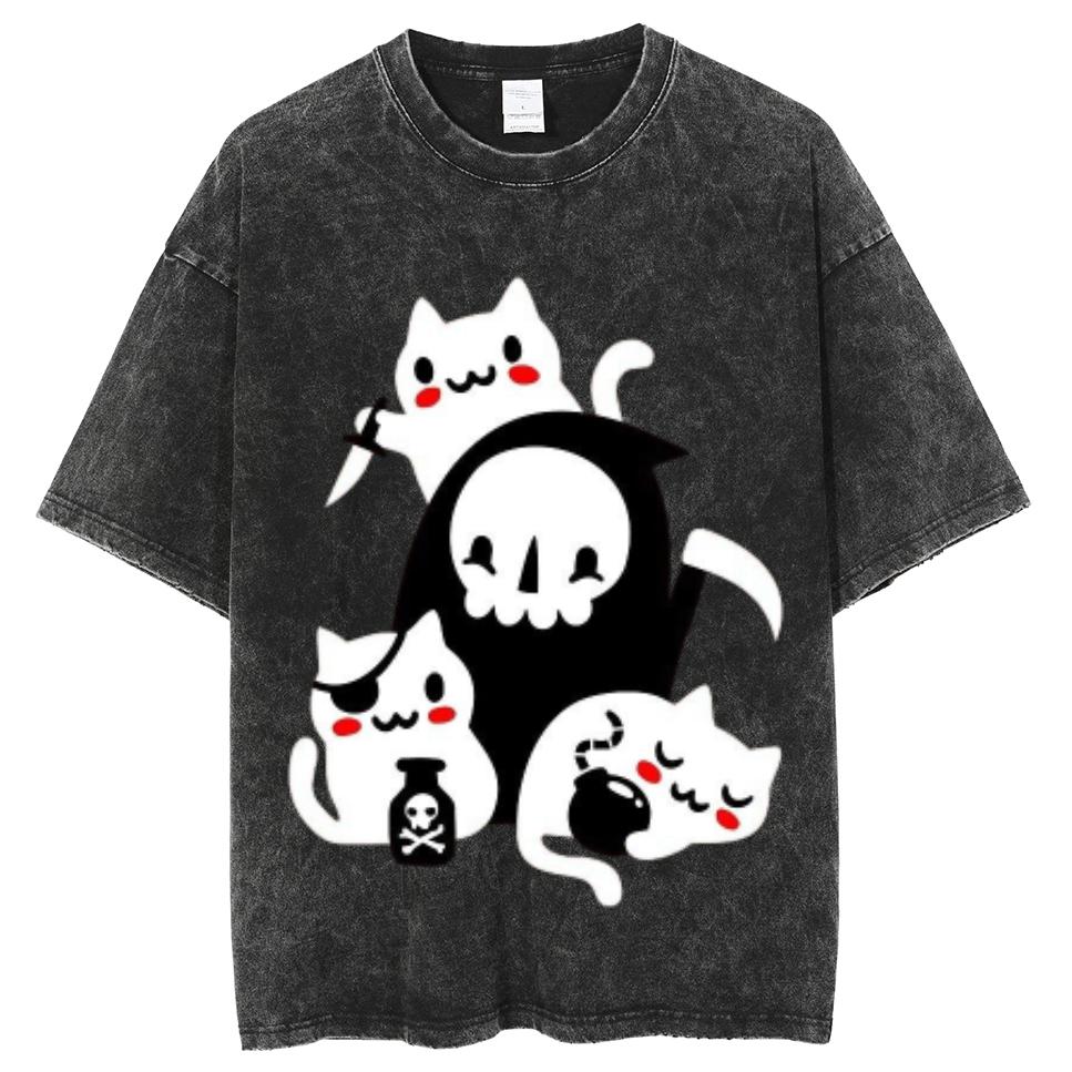 Милая женская футболка с принтом кота из мультфильма Q Edition, белая, высокого качества, удобная, дышащая, летняя, с коротким рукавом, стираная