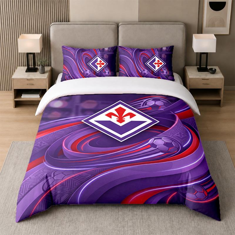 3Pcs Bedding SetFiorentina FC Soft Bed Sheet and Two Pillowcases Home Bedroom Decor