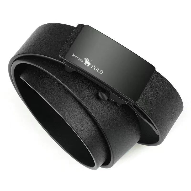 Мужской кожаный ремень с автоматической пряжкой из натуральной воловьей кожи для молодежи, повседневный индивидуальный корейский вариант трендового брючного ремня