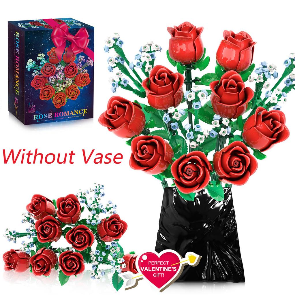 Non-Toxic 1009Pcs Sunflower Building Blocks Flower Bouquet Vase Model Bricks Set Idea Home Decoration Kids Educational Toys Holiday Gifts