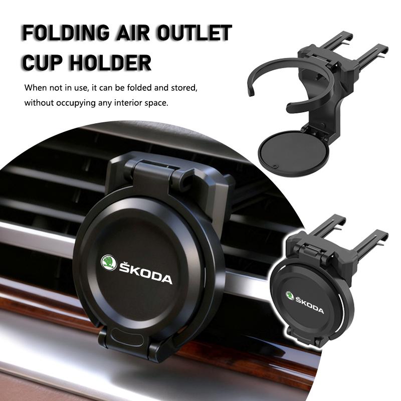 OENU7 Folding Car Air Outlet Storage Holder Cup Holder For Skoda Octavia Superb RAPID FABIA KAMIQ KAROQ KODIAQ YETI