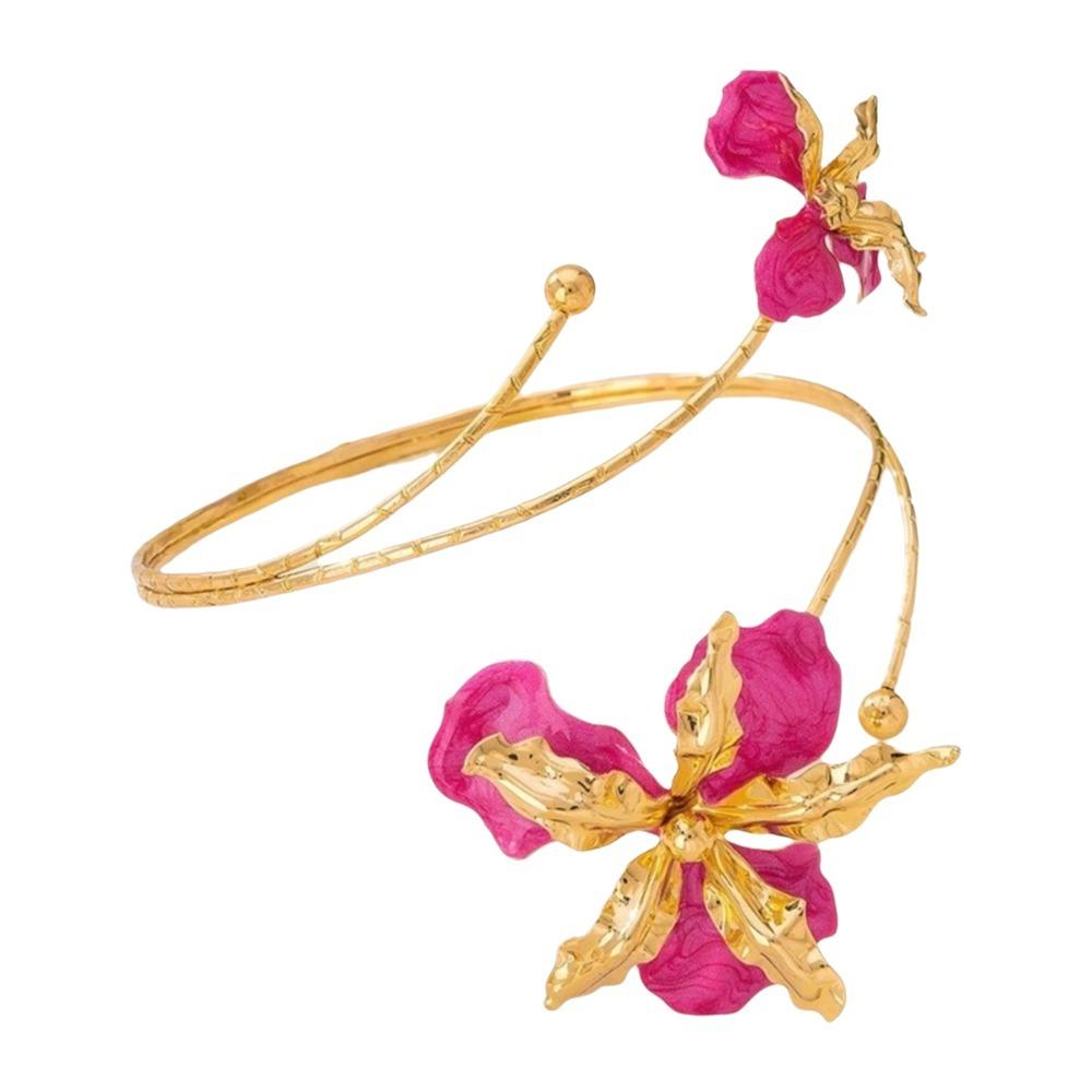 Floral Butterfly Orchid Bracelet Adjustable Flower Armband Fairy Open Arm Bangle  Gift