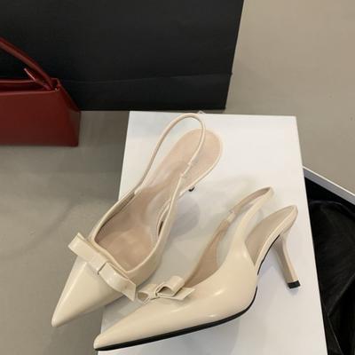 Премиум тонкий каблук остроносые босоножки женские летние бант сладкий темперамент высокий каблук сумка голова пустые одинарные туфли