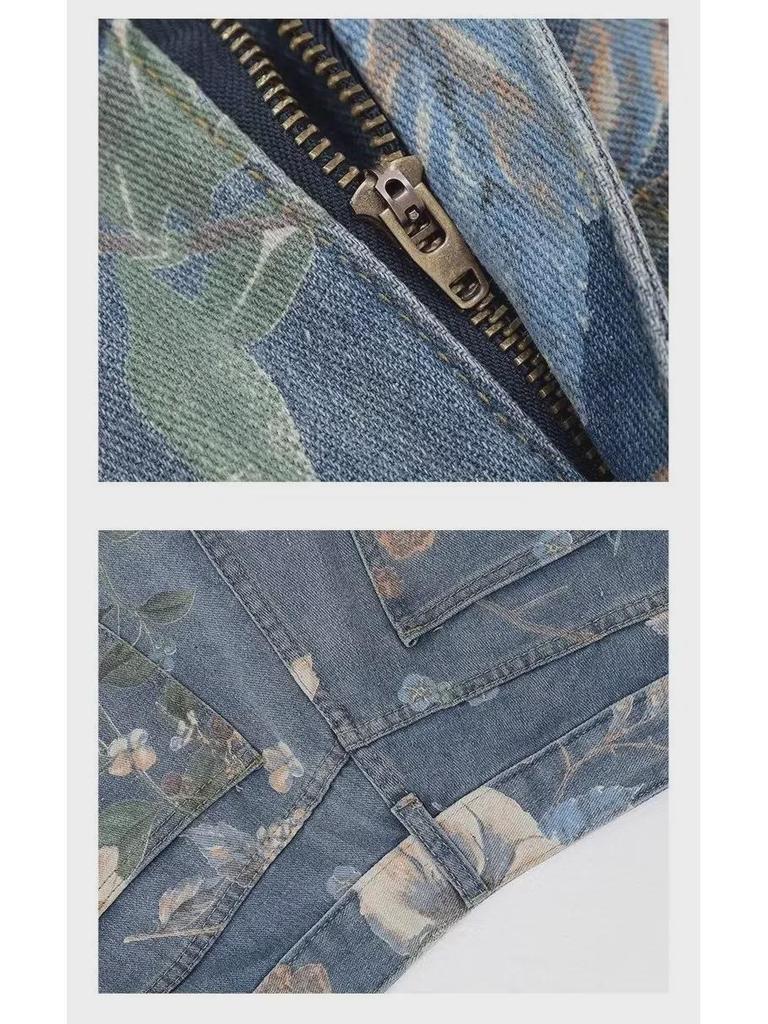 Женские ретро-синие джинсовые брюки широкого кроя - Летний стиль 2024 года