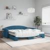 VidaXL Daybed with Trundle Bed and Mattress Blue 100x200 Cm Velvet 3197331