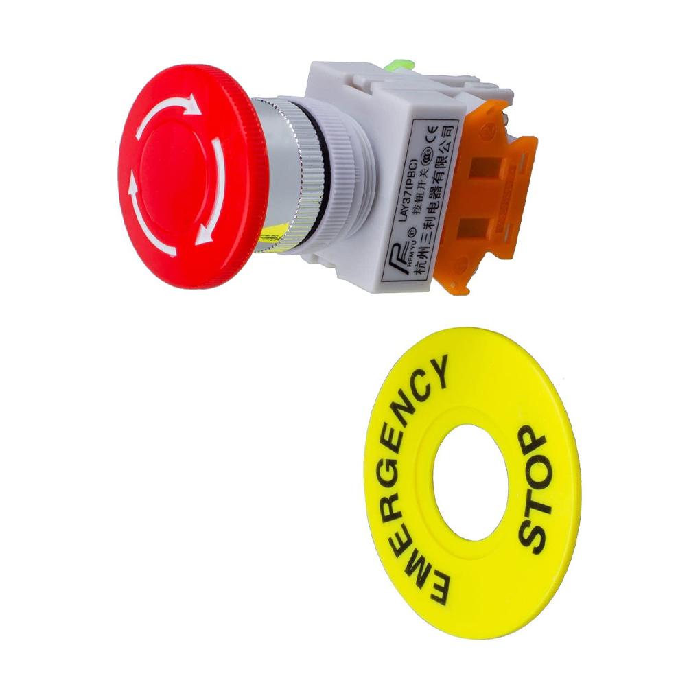 Красный грибовидный кнопочный переключатель аварийной остановки с фиксацией, монтажное отверстие 22 мм, кнопка аварийной остановки 1НО