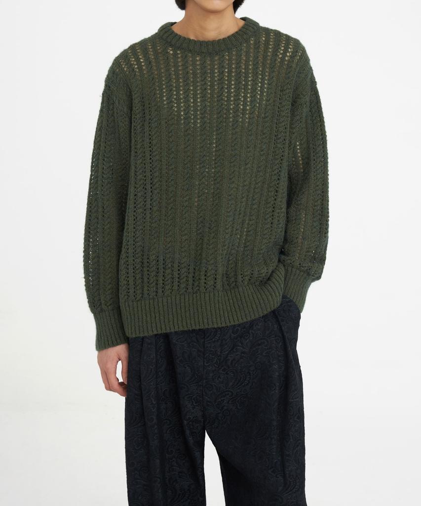 YOUTH Meshed Mohair Sweater_Olive