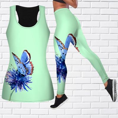 Наряд для йоги с белым цветком и бабочкой для женщин, модные леггинсы для тренировок, спортивные повседневные штаны для фитнеса и йоги