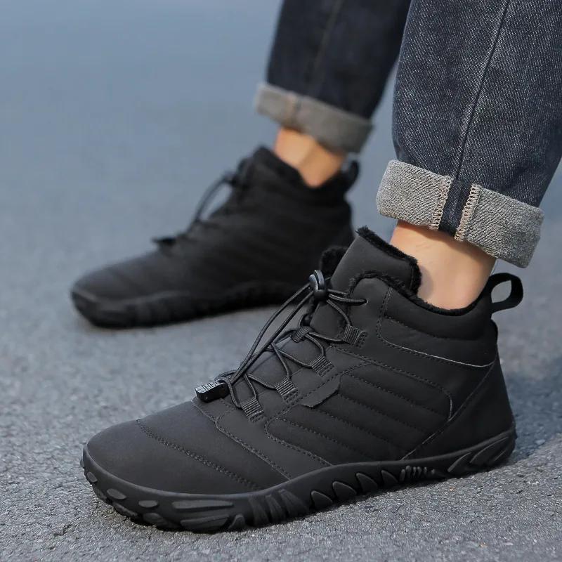 Мужские зимние ботинки, водонепроницаемая зимняя обувь, ботильоны для босоножек, размеры 35-47, пара зимних ботинок, походная обувь на открытом воздухе, теплые меховые плюшевые ботинки