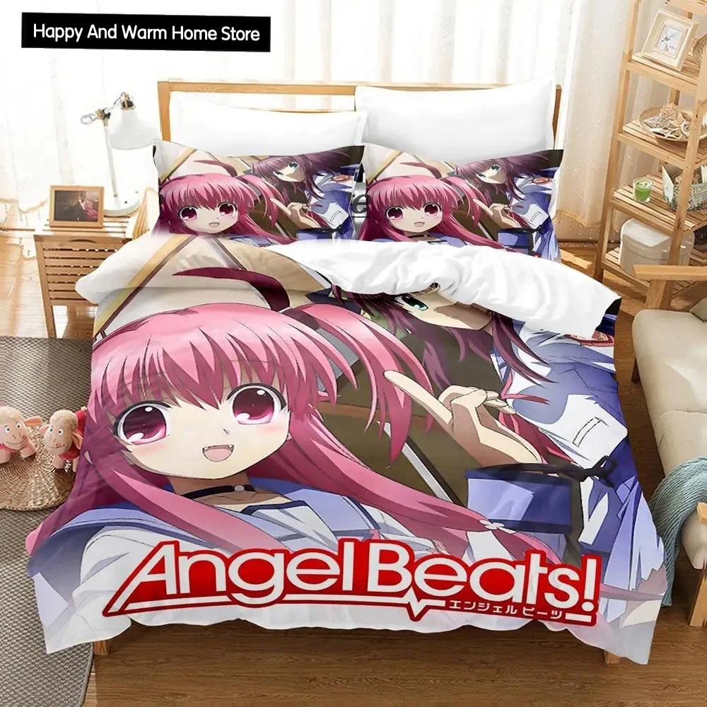 3D Печать Аниме Angel Beats Комплект постельного белья Пододеяльник Размер King Queen Для мальчиков Взрослых Постельное белье Мягкое Одеяло Наволочка