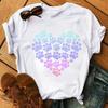 2025 Fashion Cartoon Colorful Heart Dog Paw Printed T-shirt 90s Fashion Casual Women's Short Sleeve Plus Size T-shirt Unisex