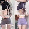 Hot Girls Draw Rope Sports Wear Pants Women's Hot Pants High Waist Slimming Straight Leg Wide Shorts Trend