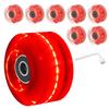 PATIKIL Roller Skate Wheel Set 8pcs 58 Mm 82A Light Up Skateboard Cruiser Wheel Set with Bearing Track Tool Kit for Outdoor Double Row Skating Red