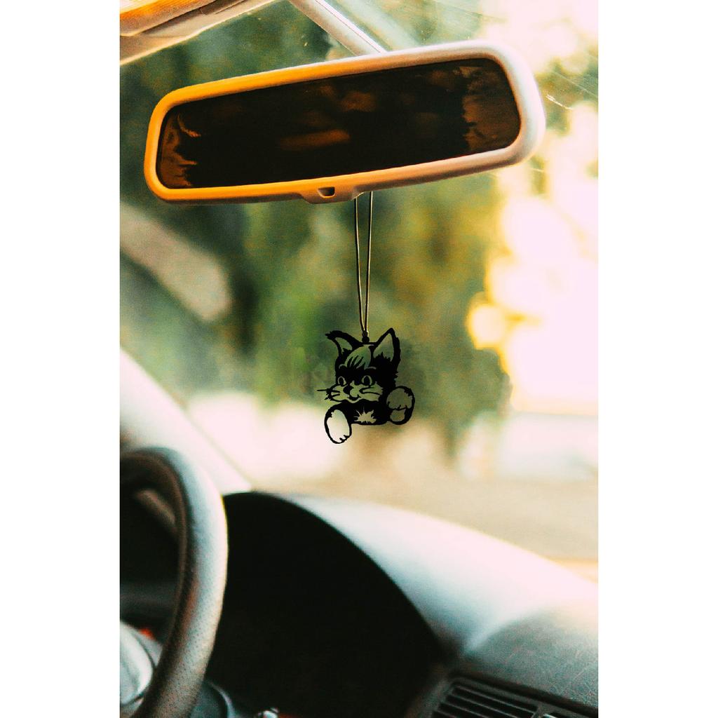 Металлический мотив с крошечным котом, украшение для зеркала заднего вида, автоаксессуар, автомобильный орнамент