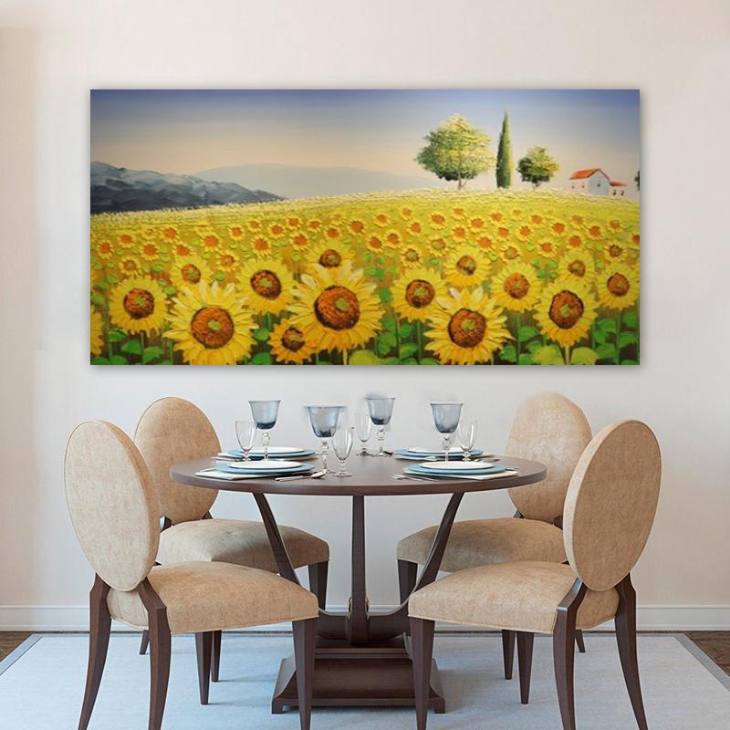 Abstract Sunflower Oil Painting Printed On Canvas Nordic Posters and Prints Wall Art Pictures Living Room Home Decor No Frame