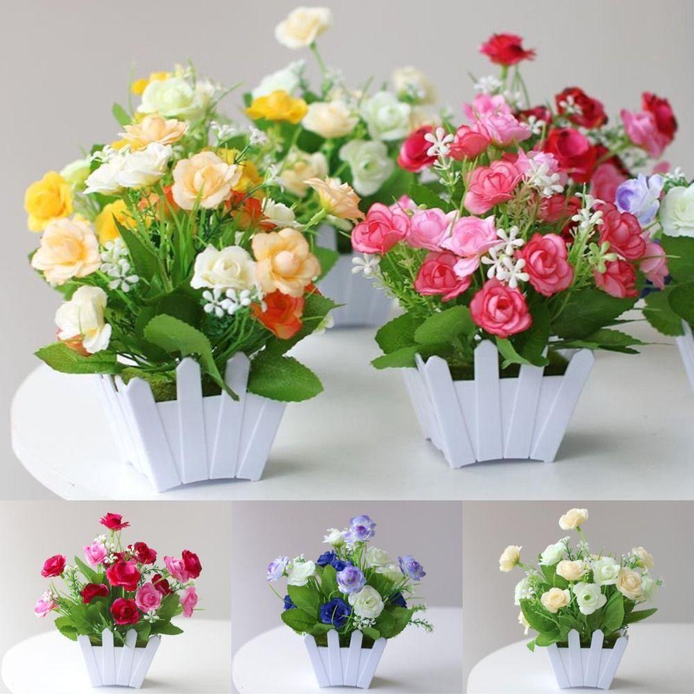 Fence Artificial Potted Flowers Simulation Bonsai New Plastic Fake Flower Living Room Ornaments