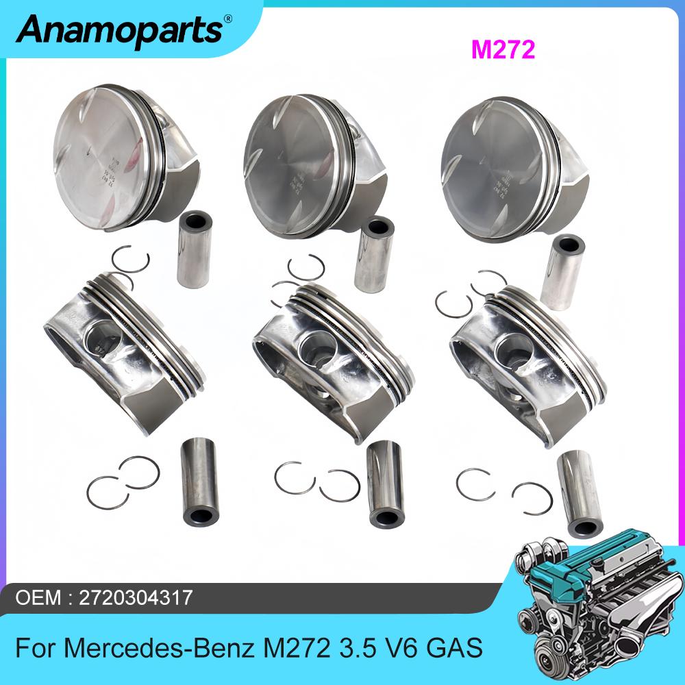 Engine 92.9mm 8x Pistons Kit With Rings Fit M272 3.5 L V6 GAS For 2006-2013 Mercedes-Benz C350 E350 W211 W166 3.5L 2720304317