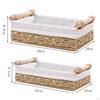 2 Pieces Woven Baskets Hand-Woven Paper Rope Storage Bathroom with Handle Rectangular