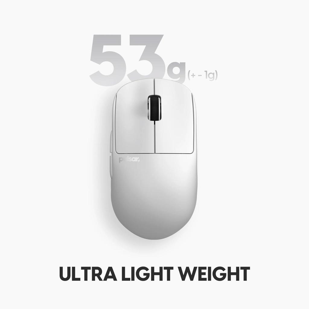 Pulsar Gaming Gears X2H V3 Wireless Gaming Mouse Ultra Light 53g Symmetrical 1ms 32000 DPI Optical Swhich Flagship Sensor 2.4Ghz XS-1