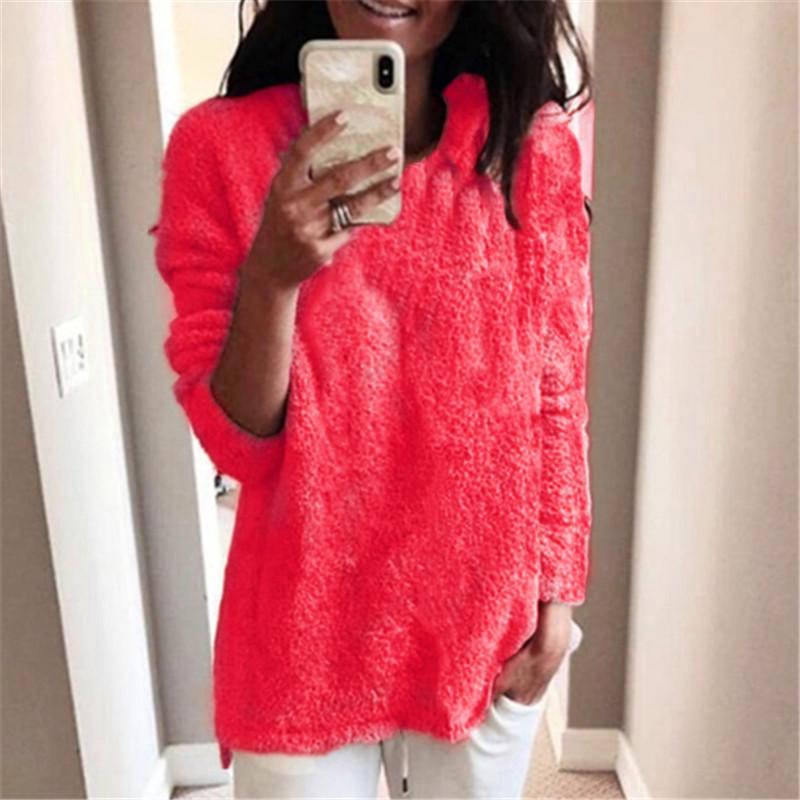 Women's Velvet Sleeping Dress - Comfortable Winter Home Robe with Pocket, Round Neck Solid Color Machine Washable Casual Wear, Soft Knitted Indoor