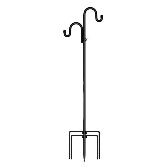 Heavy Duty Shepherd Hook 5 Prong Base Garden Hook Stake Rust-proof Multifunctional Standing Pole Hook for Bird Feeder Lanterns Flower Baskets