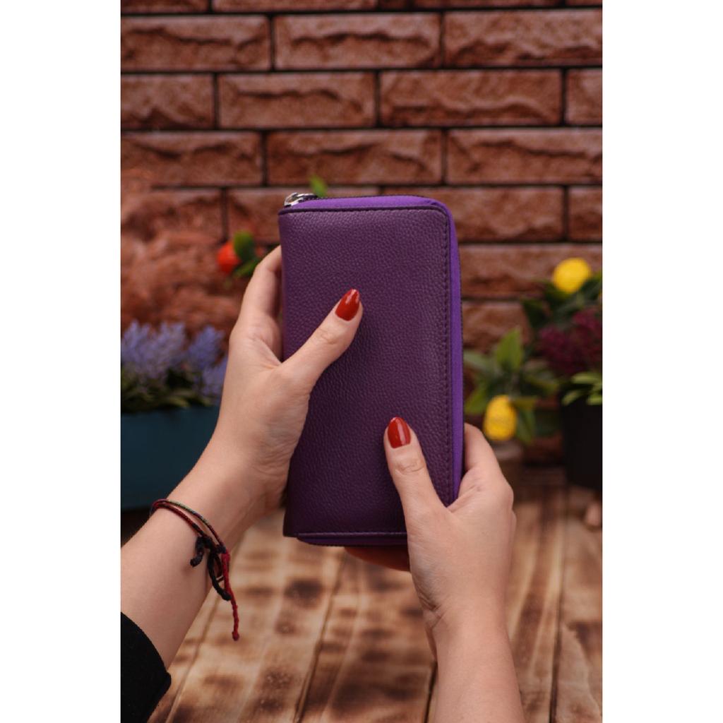 Unisex Leather Long Card Holder Wallet Portfolio With Phone Compartment