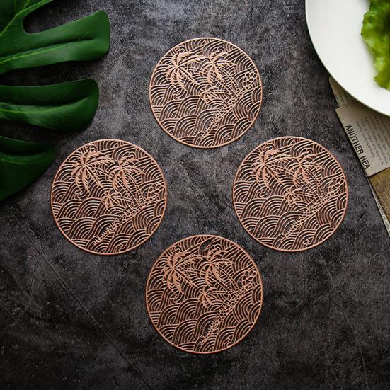 Коврик для чаши стильный блестящий прочный коврик для стола ПВХ полый коврик для украшения обеденного стола коврик для чашки для офиса