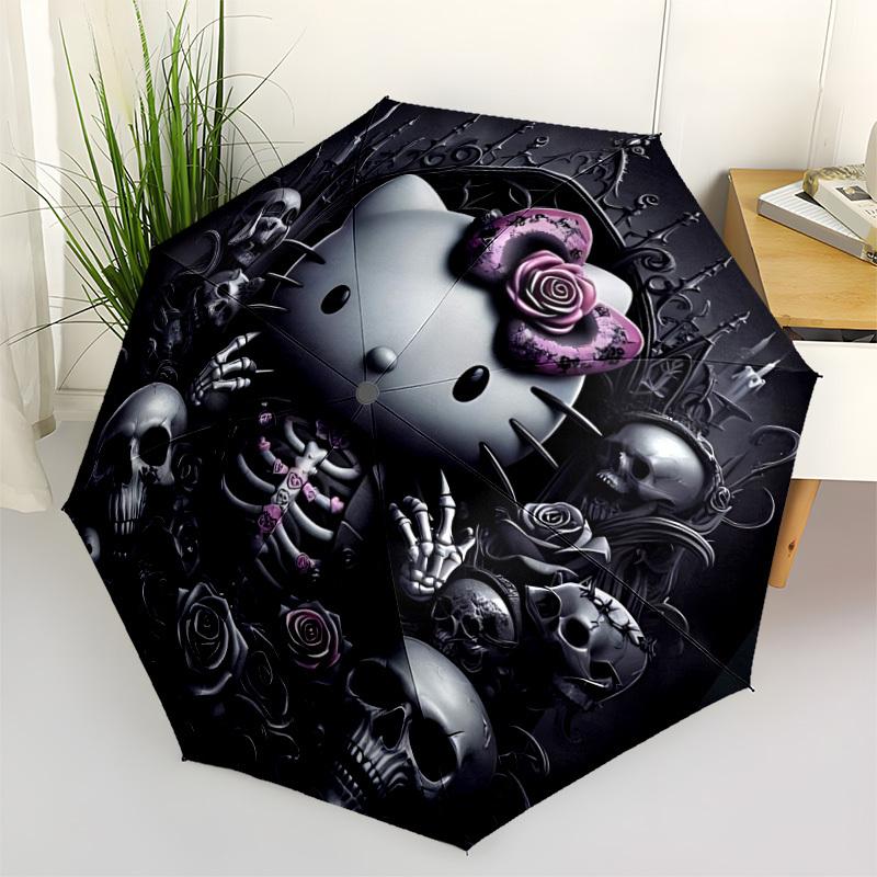 1pc Gothic Hello Kitty umbrella - automatic opening and closing, sturdy iron frame, formal occasions yy251027037