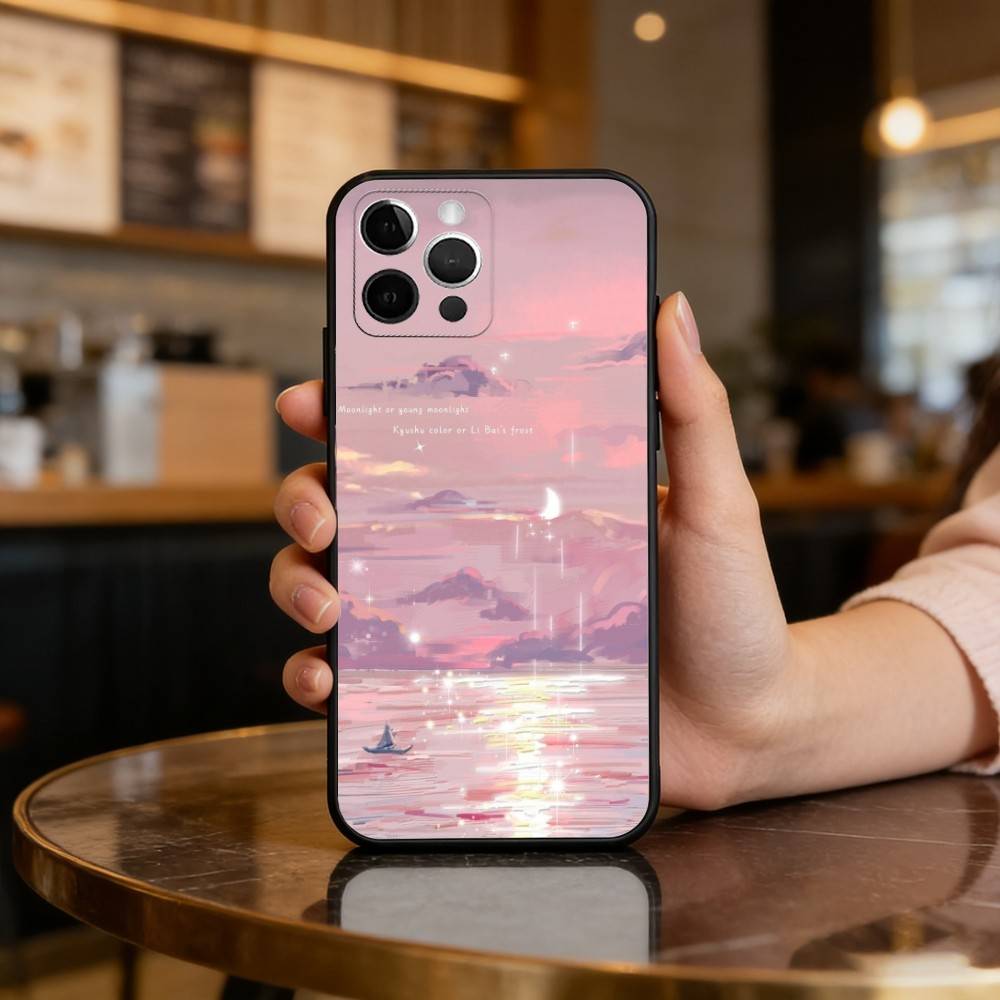 Чехол для телефона 'Новый Водный Сон' для iPhone 17,16,15,14,13,12,11 Plus,Pro Max, Мягкий Силиконовый Черный Чехол