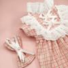 INS Pet Dog Plaid Dress with Clip Hair Cute Colling Set Cat Clothing Spring Autumn Niche Lace Dress Dog Clothing for Small Dogs