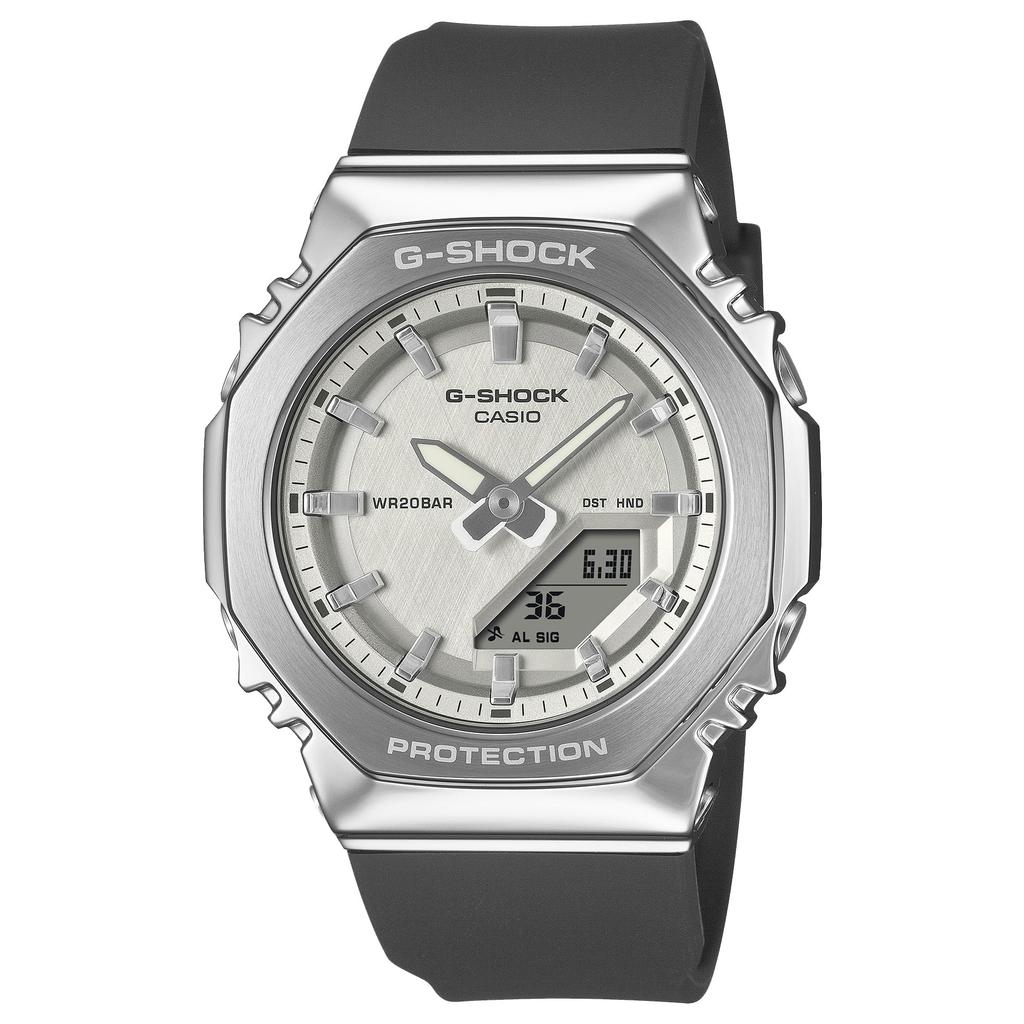 Casio Женские часы G-Shock, с металлическим покрытием, из экологически чистых материалов GM-S2110-1A7JF, Серебристый/Белый, Оригинал Япония.