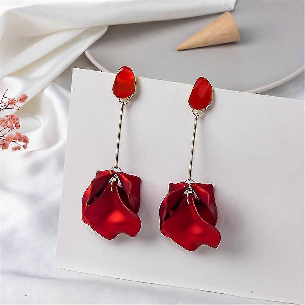Acrylic Petal Earrings For Women Trend Luxury Long Dangle Drop Earrings Fairy Romantic