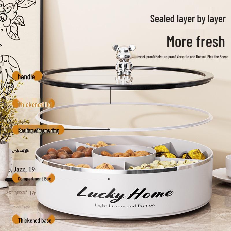 Элегантная ваза для орехов и конфет: Герметичная фруктовая тарелка и коробка для хранения закусок для журнального столика