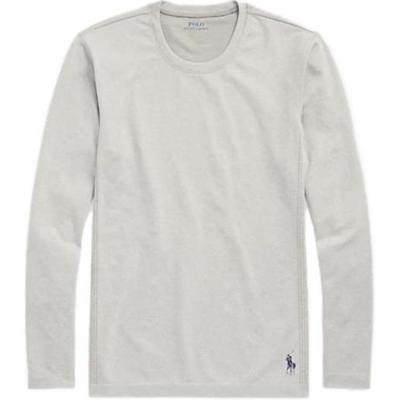 Polo SS23 Влагоотводящая эластичная майка с круглым вырезом, однотонная облегающая футболка с длинным рукавом, мужские топы, серый цвет 714899681-003