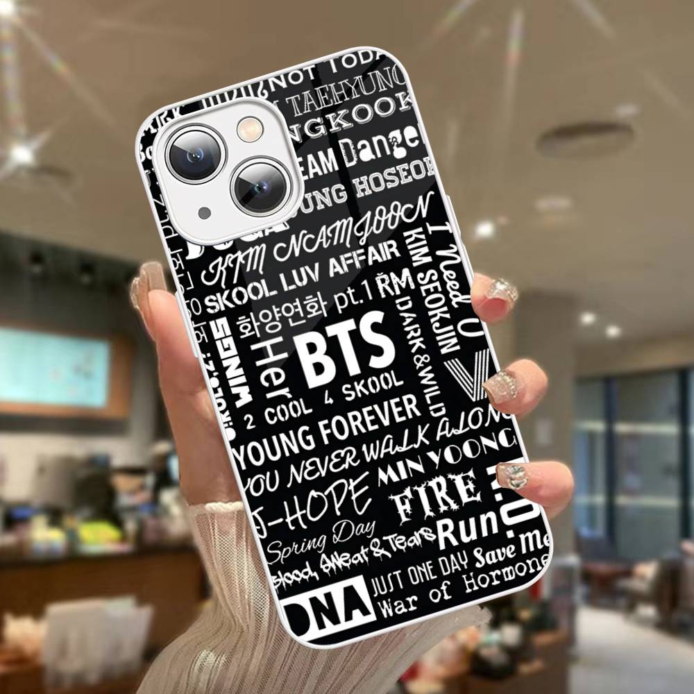 K-Pop Cartoon Boys B-BT21S Tempered Glass For Iphone 14 13 12 11 Pro Mini XS MAX 14Plus X XS XR Cover